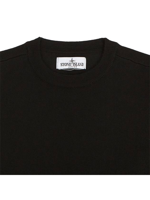 Kids Wappen Patch Virgin Wool Knit Top Black - STONE ISLAND - BALAAN 4