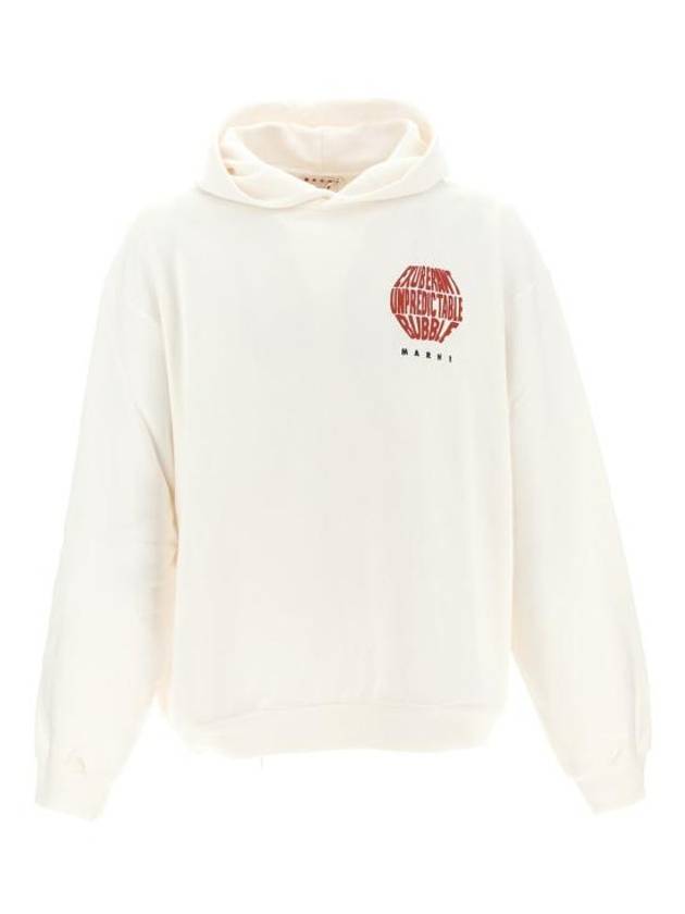 Slogan Print Hoodie Stone White Red - MARNI - BALAAN 2