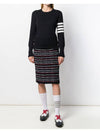 Milano Stitch Crewneck 4-Bar Cotton Crepe Knit Top Navy - THOM BROWNE - BALAAN 3