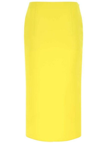 Women's Double Satin Pencil Skirt Yellow - PRADA - BALAAN 1