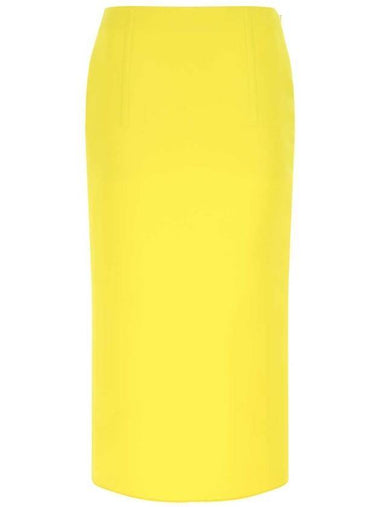 Women's Double Satin Pencil Skirt Yellow - PRADA - BALAAN 1