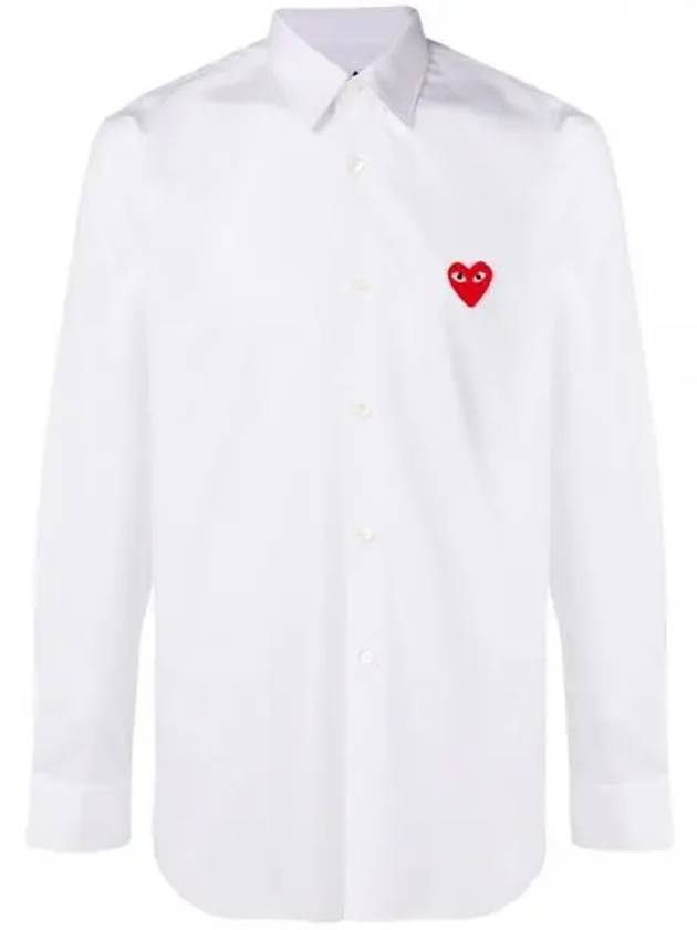 Men's Red Heart Long Sleeve Shirt White - COMME DES GARCONS - BALAAN 2