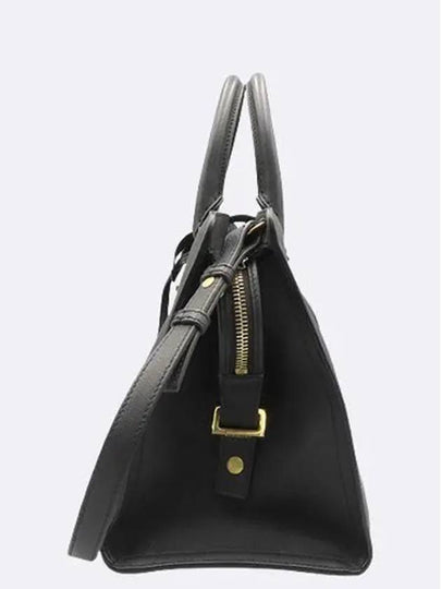 424869 Black leather monogram cabas tote bag strap with silver logo decoration - SAINT LAURENT - BALAAN 2