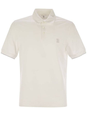 Cotton polo shirt with printed logo - BRUNELLO CUCINELLI - BALAAN 1