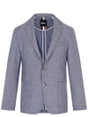 Pattern Slim Fit Virgin Wool Linen Jacket Blue - HUGO BOSS - BALAAN 2