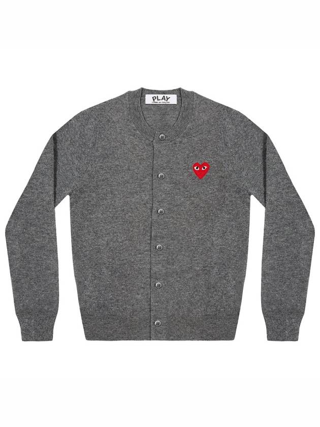 Heart Wappen Wool Cardigan Charcoal Grey - COMME DES GARCONS - BALAAN 2