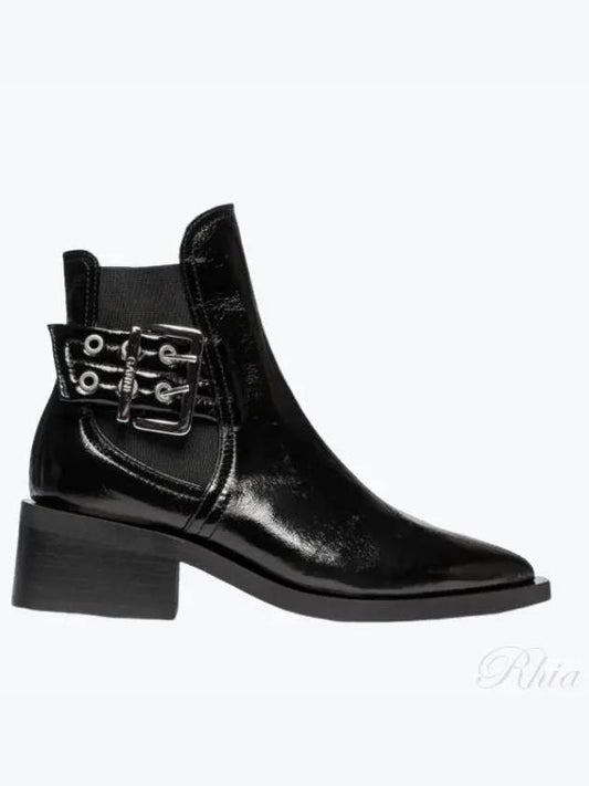 chunky buckle detail leather Chelsea boots black - GANNI - BALAAN 2