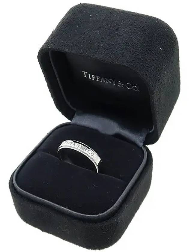 Tiffany PT950 Platinum New Milgrain Edge 4mm Band Ring No 9 - TIFFANY & CO. - BALAAN 2