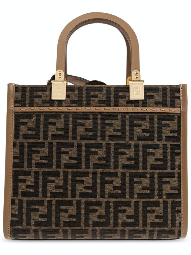 Sunshine FF Jacquard Fabric Small Tote Bag Brown - FENDI - BALAAN 4