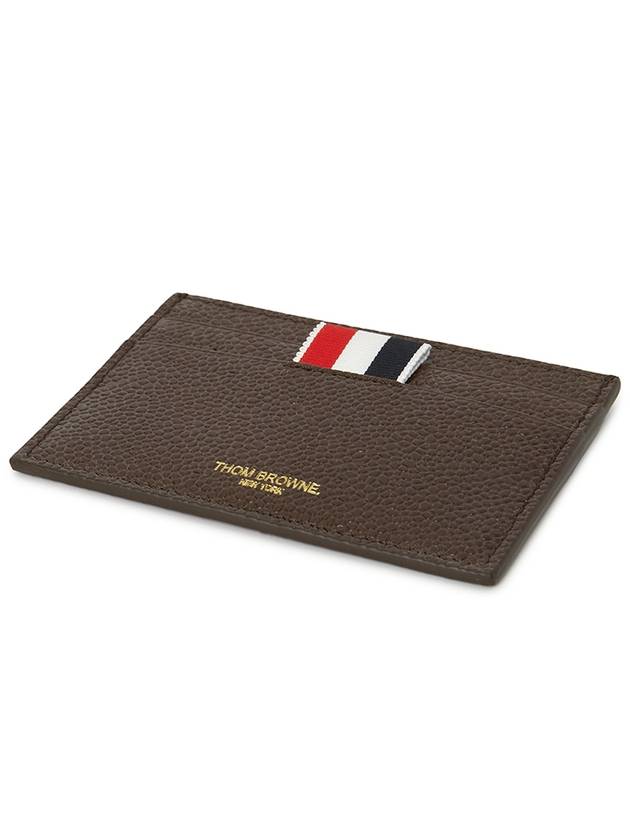 Stripe Note Compartment Pebble Grain Leather Card Wallet Dark Brown - THOM BROWNE - BALAAN 4