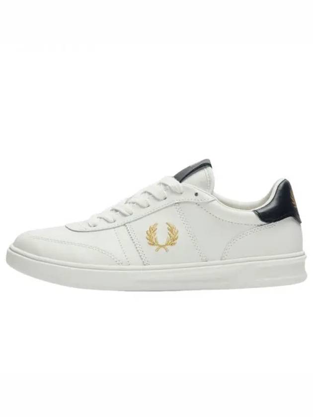 Embroidered Logo Leather Low-Top Sneakers White - FRED PERRY - BALAAN 2