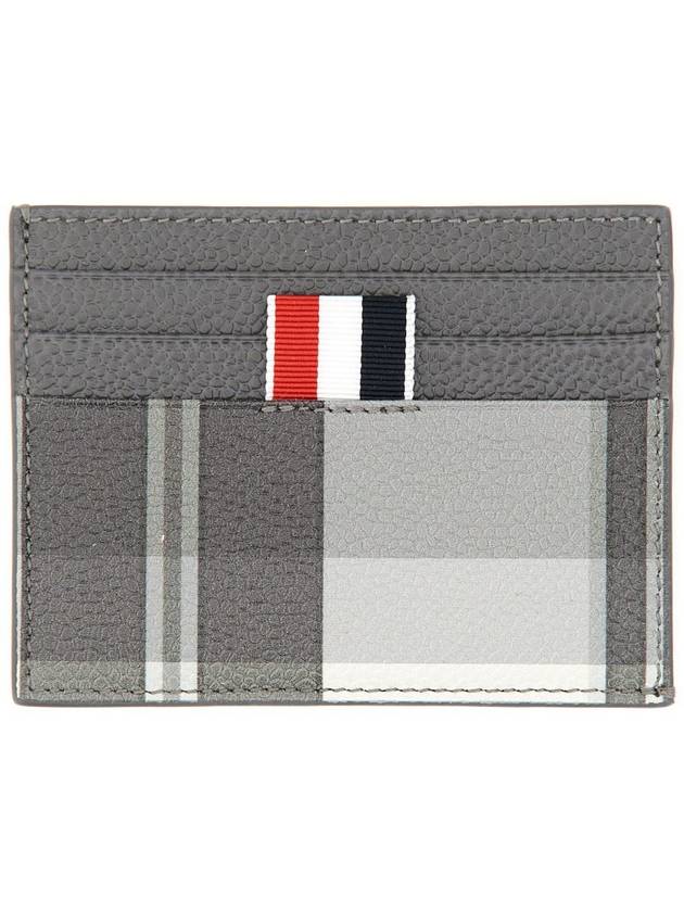 4-Bar Madras Pebble Grain Leather Card Wallet - THOM BROWNE - BALAAN 2