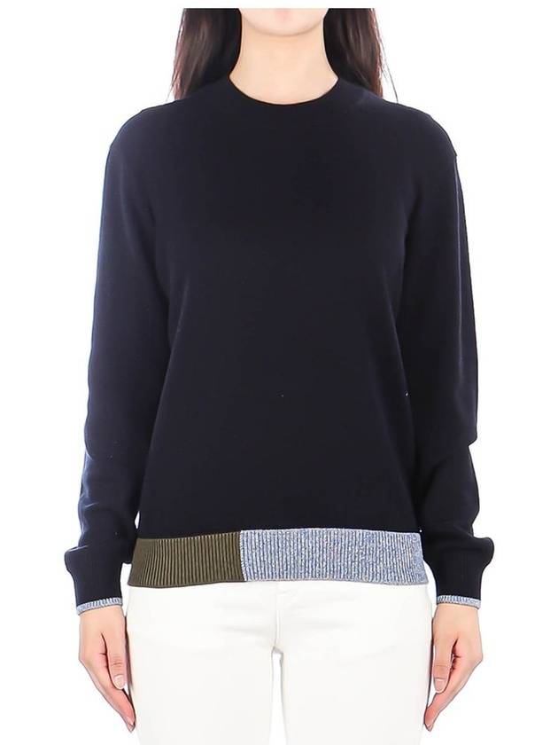 Solid Crew Neck Knit Top Navy - THEORY - BALAAN 2