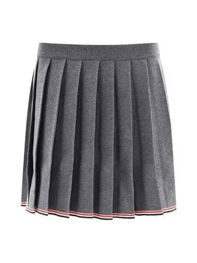 Full Needle Stitch Merino Wool Tipping Pleated Skirt Grey - THOM BROWNE - BALAAN 2