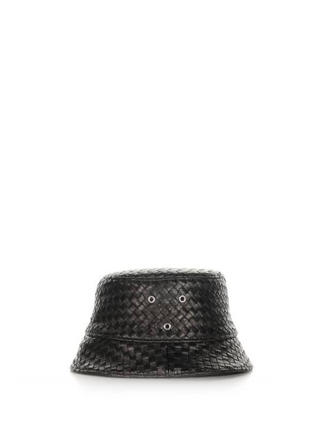 Intrecciato Leather Bucket Hat Black - BOTTEGA VENETA - BALAAN 1