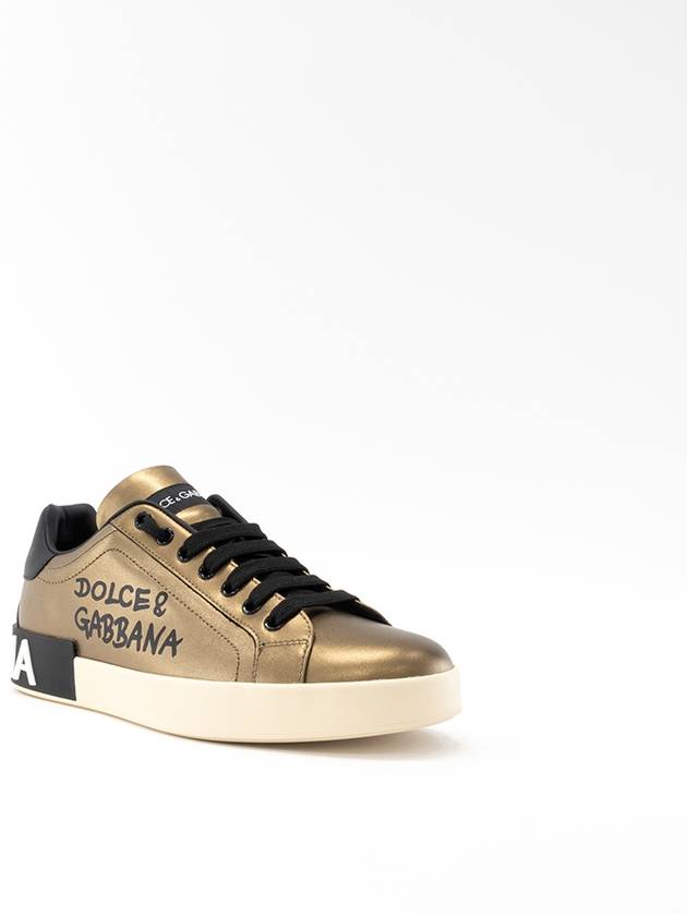 Metallic Calfskin Nappa Low Top Sneakers Gold - DOLCE&GABBANA - BALAAN 6