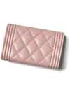 Boy Silver Caviar Card Wallet Pink - CHANEL - BALAAN 4