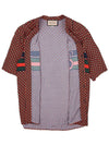 Geometric Houndstooth Bowling Silk Short Sleeve Shirt Red Beige Black - GUCCI - BALAAN 9