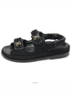 G35927 Black Cotton Tweed Calfskin Pearl CC Logo Velcro Strap Women s Sandals 37 - CHANEL - BALAAN 2