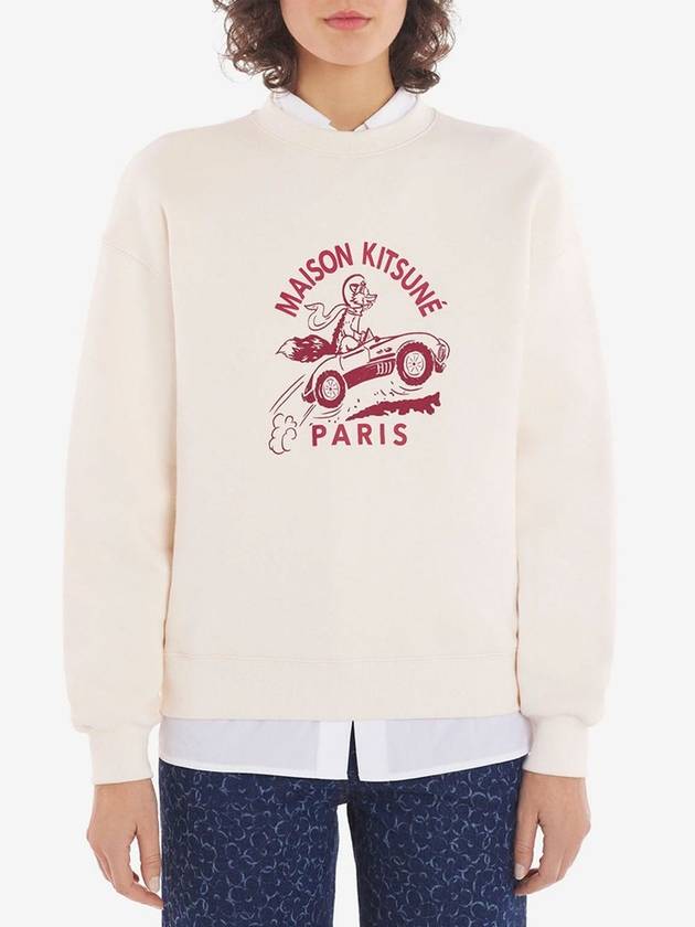 Women s Fox Print Cotton Long Sleeve Sweatshirt - MAISON KITSUNE - BALAAN 1