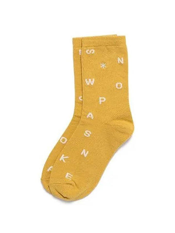 Basic Alphabet Crew Socks S24FUFSO01 Mustard - SNOW PEAK - BALAAN 1