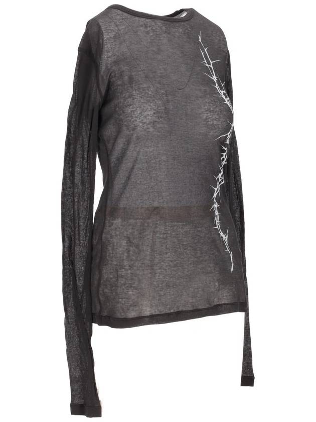 FIENE SLIM FIT LONG SLEEVE T-SHIRT "THORNS" PRINT - ANN DEMEULEMEESTER - BALAAN 3