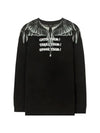 Catch Them Wings Printed Long Sleeve T-Shirt Black - MARCELO BURLON - BALAAN 1