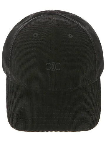 AA01C665W 38OW Triomphe Corduroy Black Ball Cap - CELINE - BALAAN 1