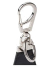 Saffiano Triangle Logo Leather Key Holder Black - PRADA - BALAAN 4