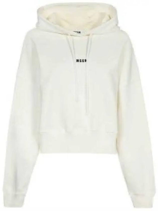 Micro Logo Print Cotton Hoodie Ivory - MSGM - BALAAN 2