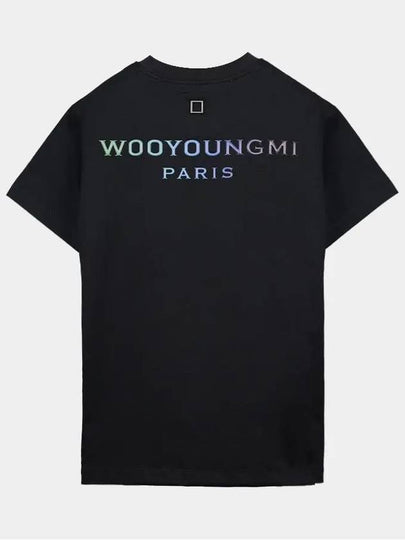 Women's Gradient Embossing Back Logo Short Sleeve T-Shirt Black - WOOYOUNGMI - BALAAN 2