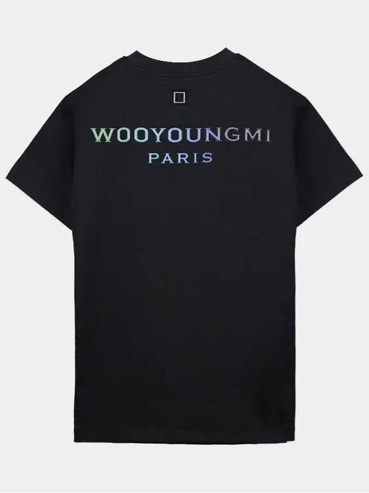 Women's Gradient Embossing Back Logo Short Sleeve T-Shirt Black - WOOYOUNGMI - BALAAN 2