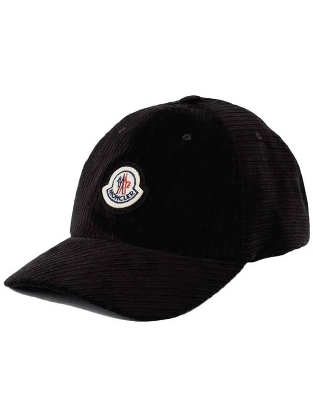 Logo Patch Corduroy Baseball Cap Black 3B000 16 596E3 999 - MONCLER - BALAAN 1