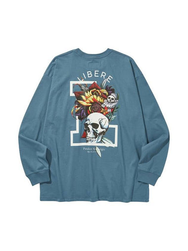 Flower Long Sleeve T-Shirt Blue - LIBERE - BALAAN 1