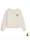 Logo Print Cotton Fleece Loose Sweatshirt Cream - CELINE - BALAAN 2