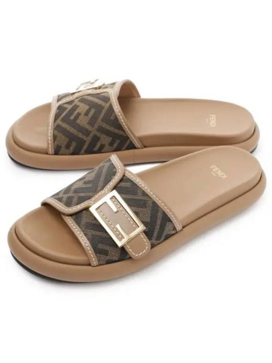 FF Baguette Slide Slippers Brown - FENDI - BALAAN 2