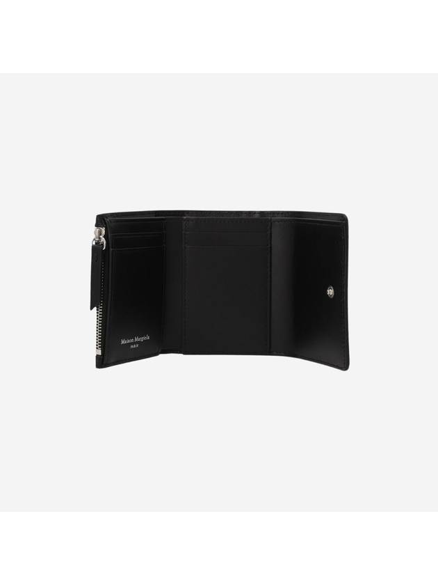 Stitch Leather Tri-Fold Half Wallet Black - MAISON MARGIELA - BALAAN 3