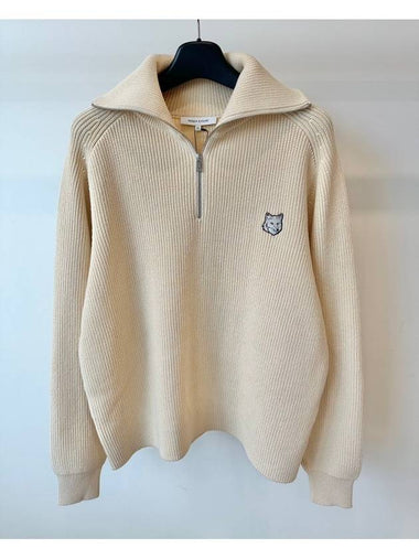 Maison Kitsune Zipper Knit Sweater MM00810KT1098 Cream Beige MENS XL - MAISON KITSUNE - BALAAN 1