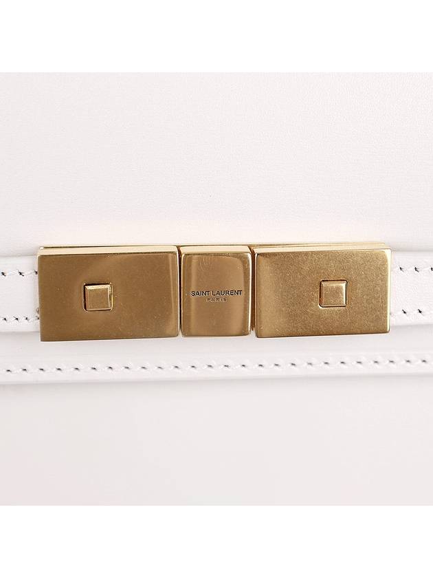 Manhattan Mini Embossed Gold-Tone Logo Leather Cross Bag Blanc Vintage - SAINT LAURENT - BALAAN 8