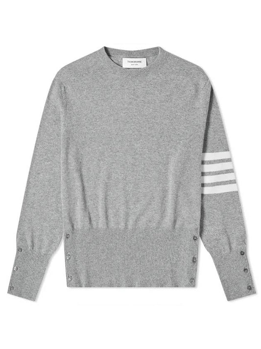 Diagonal Classic Cashmere Knit Top Light Grey - THOM BROWNE - BALAAN 1