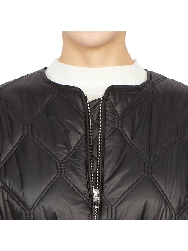 Shiny Quilted Jacket Black - GANNI - BALAAN.