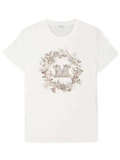 Women's Elmo Logo Detail Short Sleeve T-Shirt White - MAX MARA - BALAAN 2