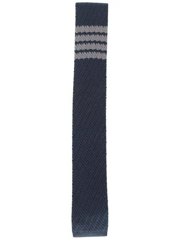 4 Bar Silk Knit Tie Navy - THOM BROWNE - BALAAN 3