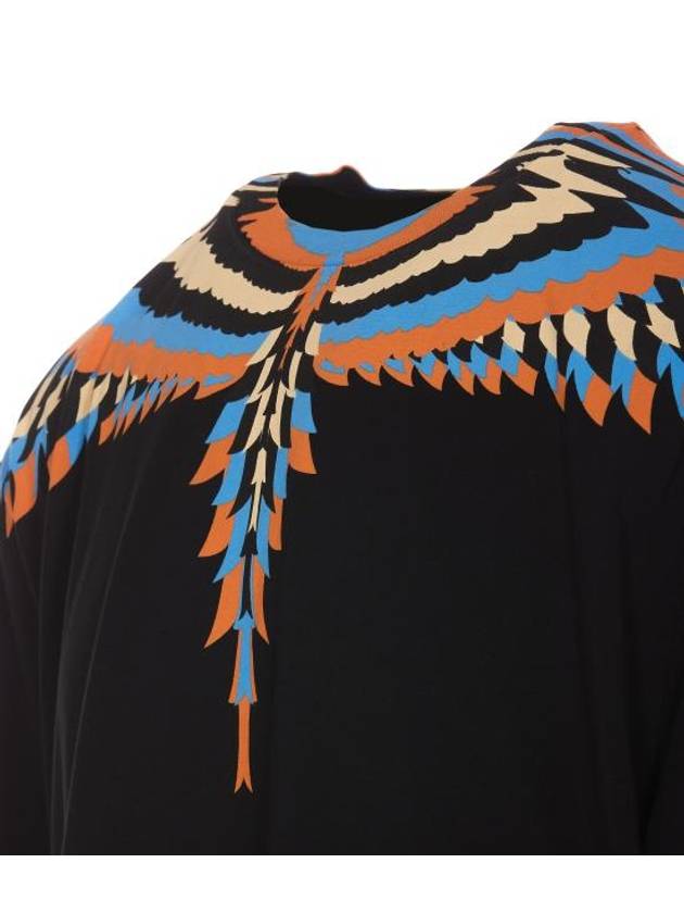 Optical Wings Printed Short Sleeve T-shirt Black - MARCELO BURLON - BALAAN 4