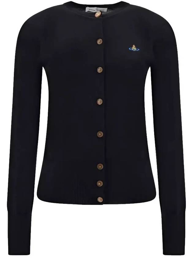 Bea Logo Wool Cardigan Black - VIVIENNE WESTWOOD - BALAAN 2