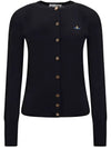 Bea Logo Wool Cardigan Black - VIVIENNE WESTWOOD - BALAAN 3