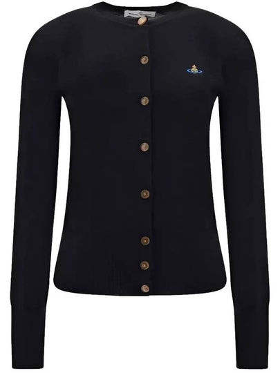 Bea Logo Wool Cardigan Black - VIVIENNE WESTWOOD - BALAAN 2