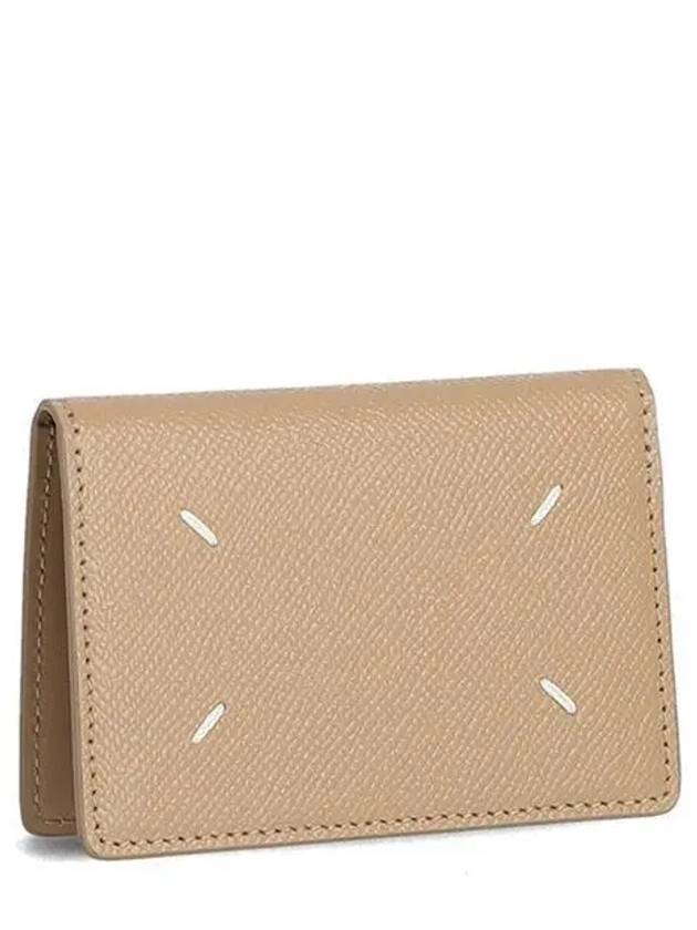 Stitched Bi-Fold Leather Card Wallet Beige - MAISON MARGIELA - BALAAN 2