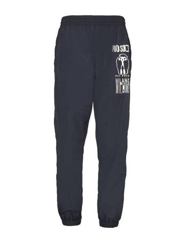 Men's Logo Print Nylon Jogger Track Pants Black - MOSCHINO - BALAAN 1