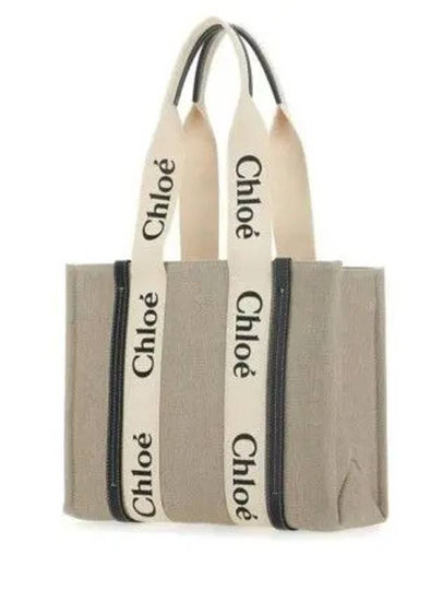 Woody Canvas Medium Tote Bag White Navy - CHLOE - BALAAN 2